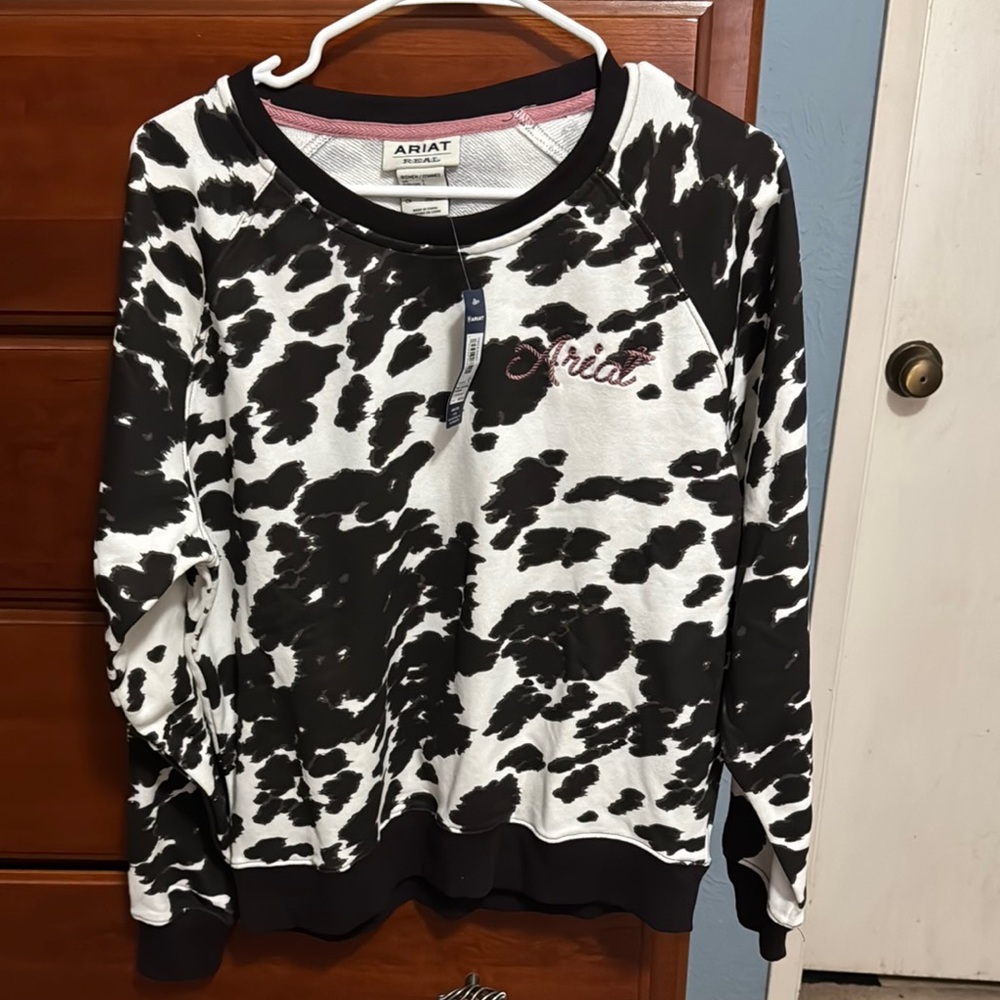 Ariat Black and White Cow Print Sweatshirt